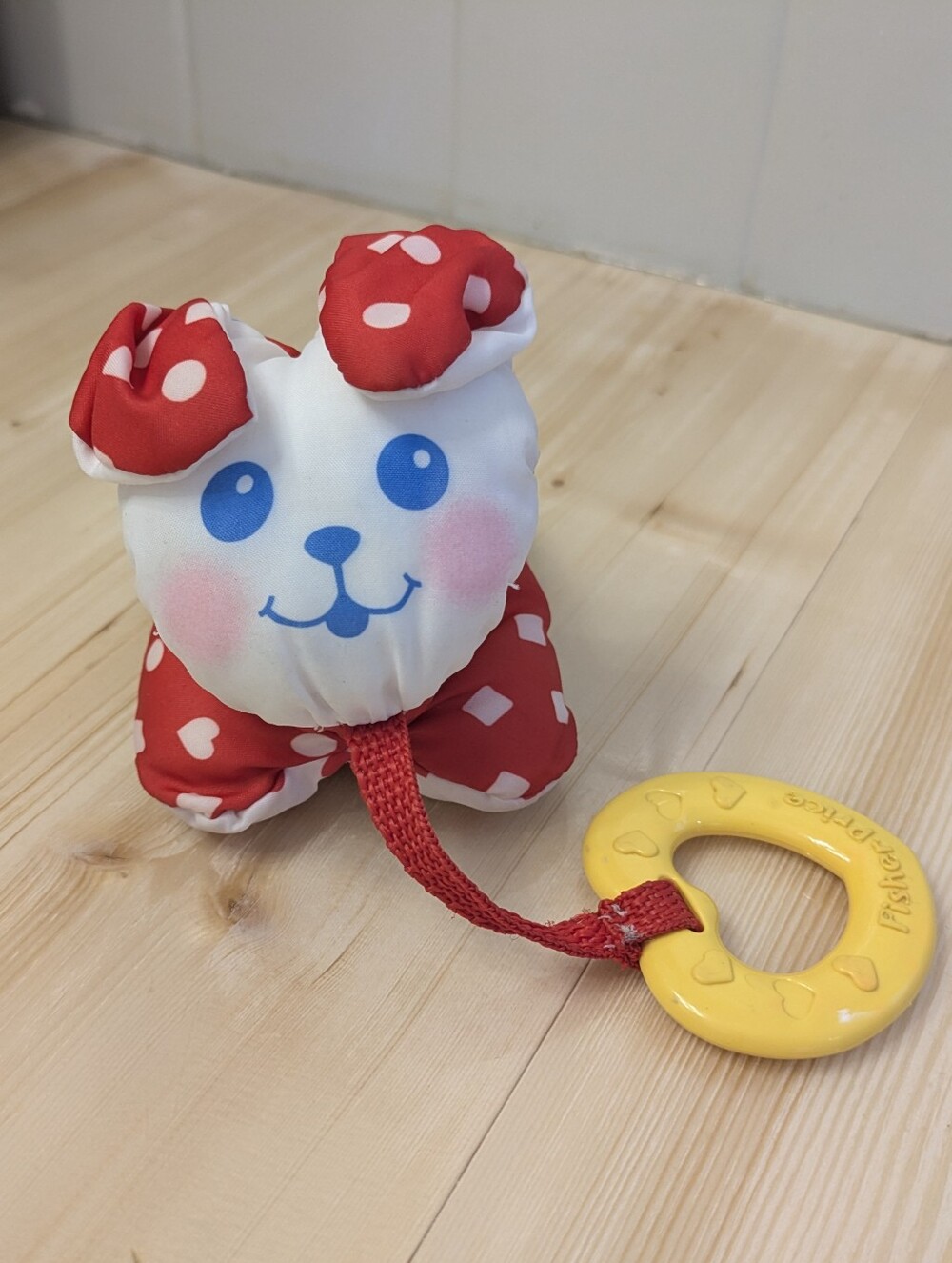 Vintage 1990 Red and White Baby toy with rattle